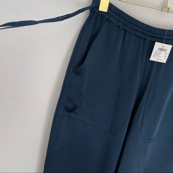 CLUB MONACO Satin “Pijama” Wide Leg Lounge Pants In Blueberry Sz XS NWT - Picture 4 of 9
